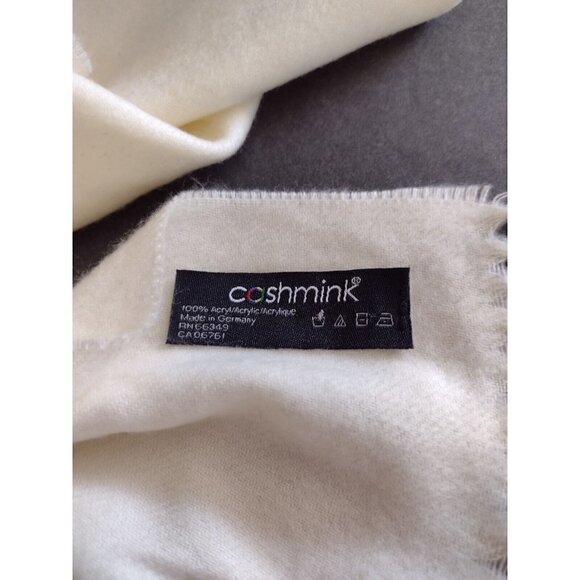 Cashmink By V. Fraas Scarf Womens Cream Fringe  100% Acrylic Made In Germany - Picture 4 of 5